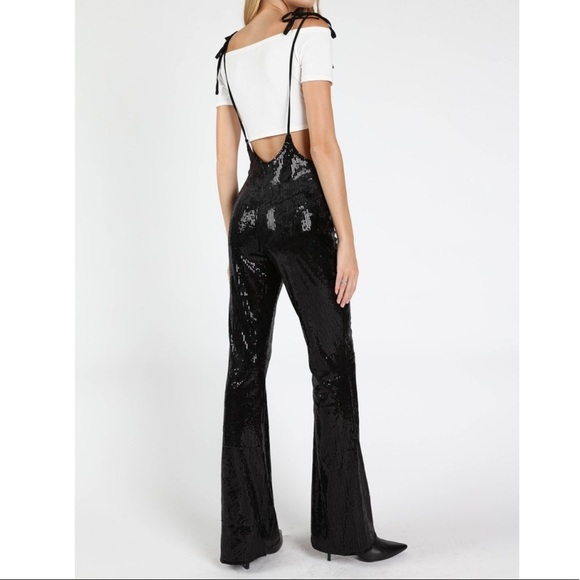 🆕Black sequin jumpsuit with ties - Picture 4 of 6